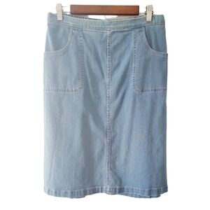 Denim & Co. Vintage  Light Wash Blue Denim Skirt Size Medium